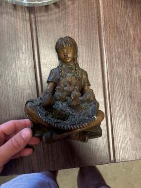 Austin Productions 1970 Girl with Basket of Chicks Durastone Sculpture
